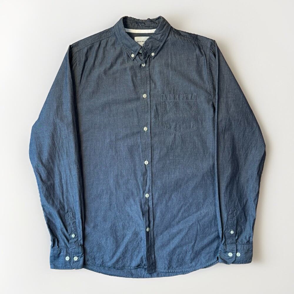 Norse Projects Anton Chambray Shirt Medium Blue Long Sleeve Cotton Minimalist